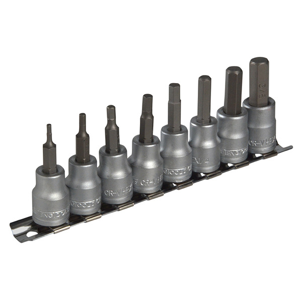 M3811 Socket Clip Rail AF Hex Set of 8 3/8in Drive
