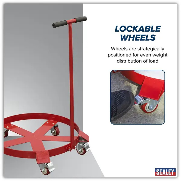 Sealey TP205H Drum Dolly with Handle 205L