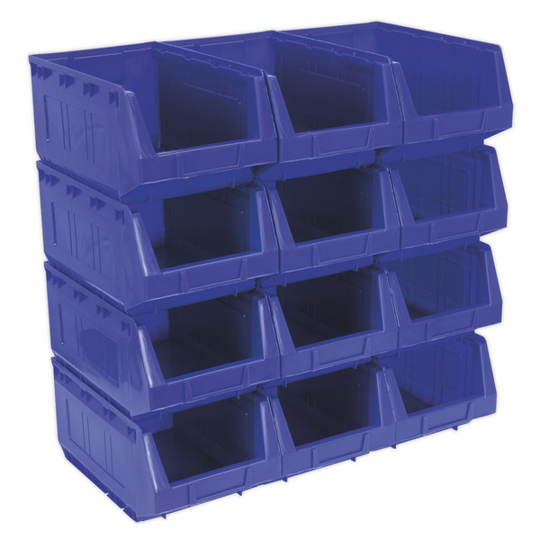 Sealey TPS412B Plastic Storage Bin 210 x 355 x 165mm, Blue - Pack of 12
