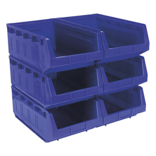 Sealey TPS56B Plastic Storage Bin 310 x 500 x 190mm, Blue - Pack of 6