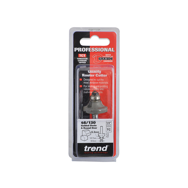 Trend TRE4613014TC 46/130 x 1/4 TCT Bearing Guided Ovolo & Round Over 6.3mm Radius