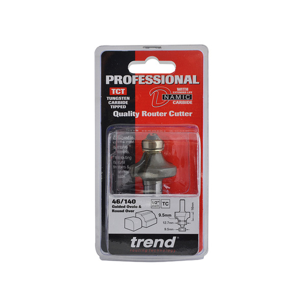 Trend TRE4614012TC 46/140 x 1/2 TCT Bearing Guided Ovolo & Round Over 9.5mm Radius