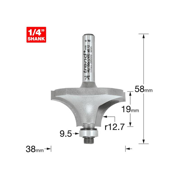 Trend TRE4615014TC 46/150 x 1/4 TCT Bearing Guided Ovolo & Round Over 12.7mm Radius