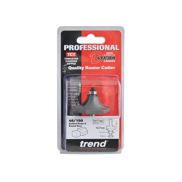 Trend TRE4615014TC 46/150 x 1/4 TCT Bearing Guided Ovolo & Round Over 12.7mm Radius