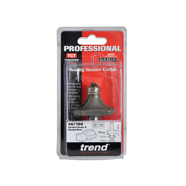 Trend TRE4616012TC 46/160 x 1/2 TCT Bearing Guided Ovolo & Round Over 16mm Radius