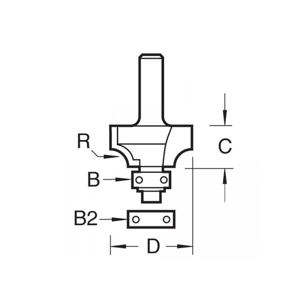 Trend TRE461712TC 46/17 x 1/2 TCT Bearing Guided Ovolo & Round Over 19.1mm Radius