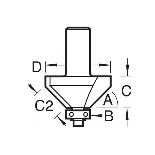 Trend TRE463714TC 46/37 x 1/4 TCT Bearing Guided Chamfer 45 31.8 x 12mm