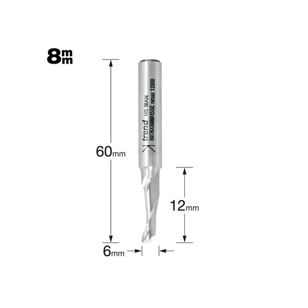 Trend TRE50068HSE 50/06 x 8mm HSSE Helical Plunge Bit 6mm