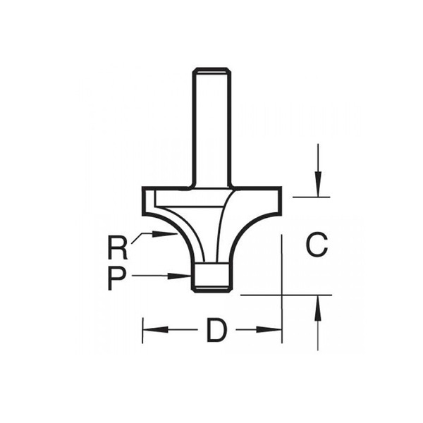 Trend TRE7E214TC 7E/2 x 1/4 TCT Pin Guided Round Over 6.3mm Radius