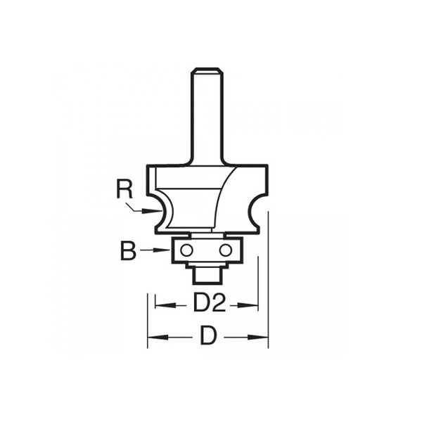 Trend TRE97214TC 9/72 x 1/4 TCT Bearing Guided Corner Bead Cutter 4.8 Radius