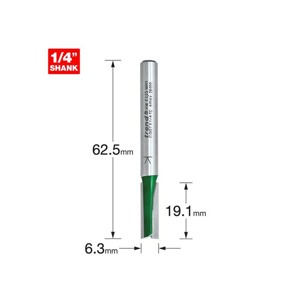 Trend TREC00714TC C007 x 1/4 TCT Two Flute Cutter 6.3 x 19.1mm