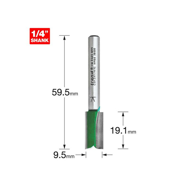 Trend TREC01314TC C013 x 1/4 TCT Two Flute Cutter 9.5 x 19.1mm