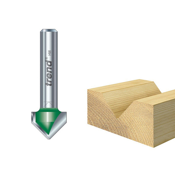 Trend TREC04414TC C044 x 1/4 TCT CraftPro Chamfer V-Groove Cutter 45 6.0 x 12.7mm