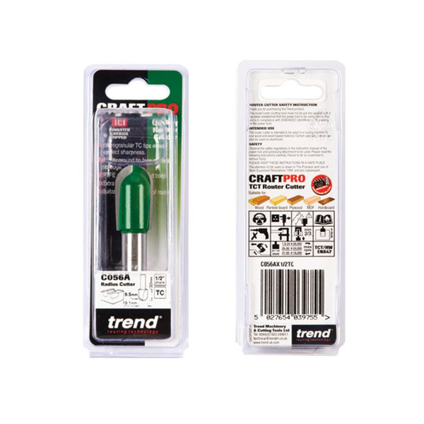 Trend TREC056A12TC C056A x 1/2 TCT Radius Cove Cutter 9.5mm Radius