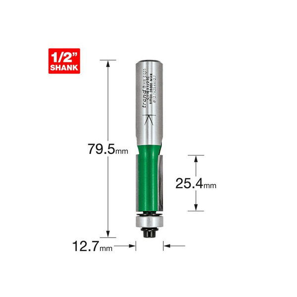 Trend TREC11612TC C116 x 1/2 TCT 90 Bearing Guided Trimmer Cutter 12.7 x 25.4mm