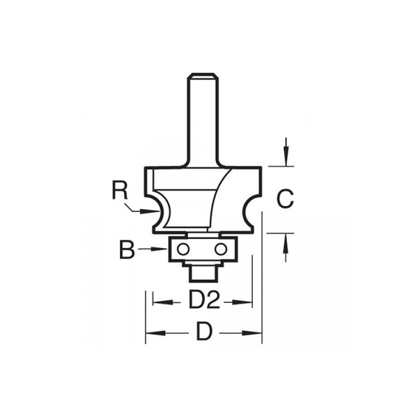 Trend TREC13014TC C130 x 1/4 TCT Bearing Guided Corner Bead 4.8mm Radius