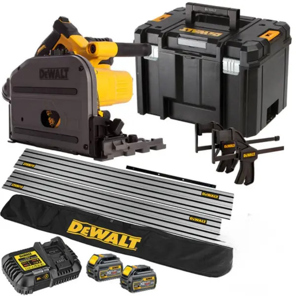 DeWalt DCS520T2KIT DCS520T2 54V XR 165mm Flexvolt Plunge Saw Complete Guide Rail Kit with 2 6.0ah Batteries