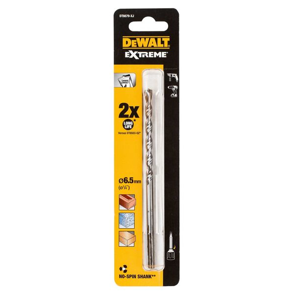 DeWalt DT6679-XJ Extreme Masonry Drill Bit with No Spin Shank 6.5 x 150mm