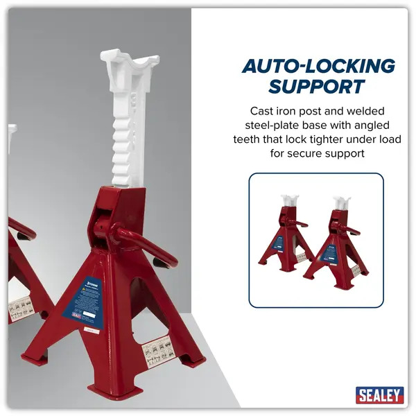Sealey VS2003 Ratchet Type Axle Stands (Pair) 3 Tonne Capacity per Stand