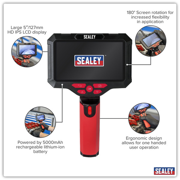 Sealey VS8118 Video Borescope 5.5mm Camera Dual Lens & 5