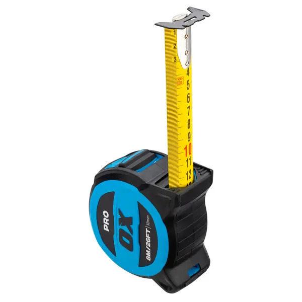 Ox OX-P506408 Pro 8m/26ft Tuff Blade Tape Measure - Magnetic Dual Hook & 32mm Wide Blade