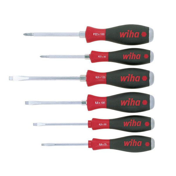 Wiha WHA21251 SoftFinish® SL/PZ Hex Blade Screwdriver Set, 6 Piece