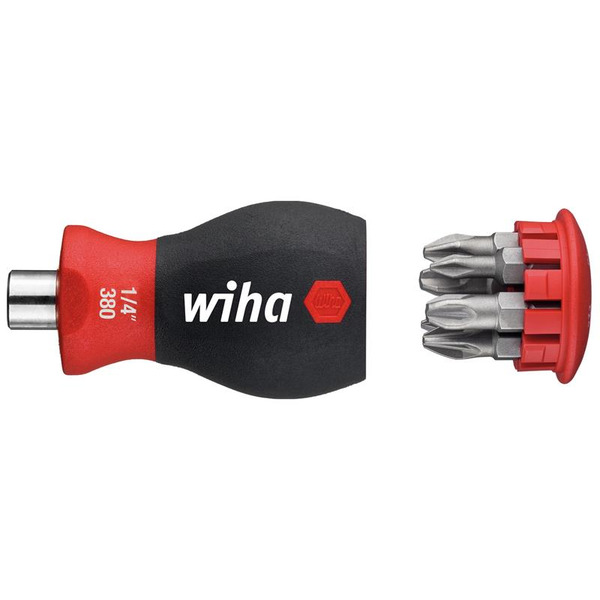 Wiha WHA33741 Magnetic SoftFinish® Stubby Screwdriver with Bit Magazine (PH, PZ)