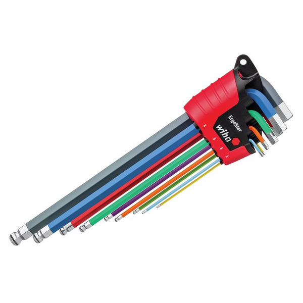Wiha WHA43850 ErgoStar MagicRing® Colour Hex Ball End L-key Set, 9 Piece