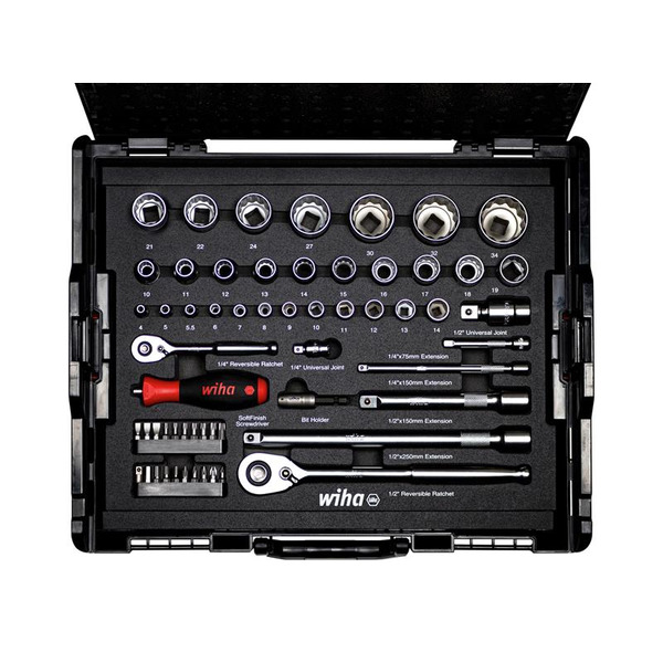 Wiha WHA44685 1/4in & 1/2in Nut Driver & Bit Set, 60 Piece (inc. Case)