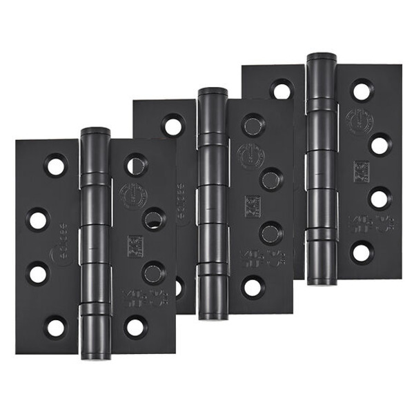 Eclipse 102 x 76 x 3 mm -  Grade 13 -  Stainless Steel Black Ball-Bearing Hinge (3Pk) - PK920