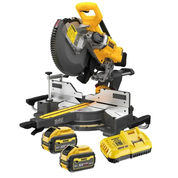 DeWalt DCS781X2-GB 54V 2x 9Ah 305mm Cordless Sliding Mitre Saw Kit