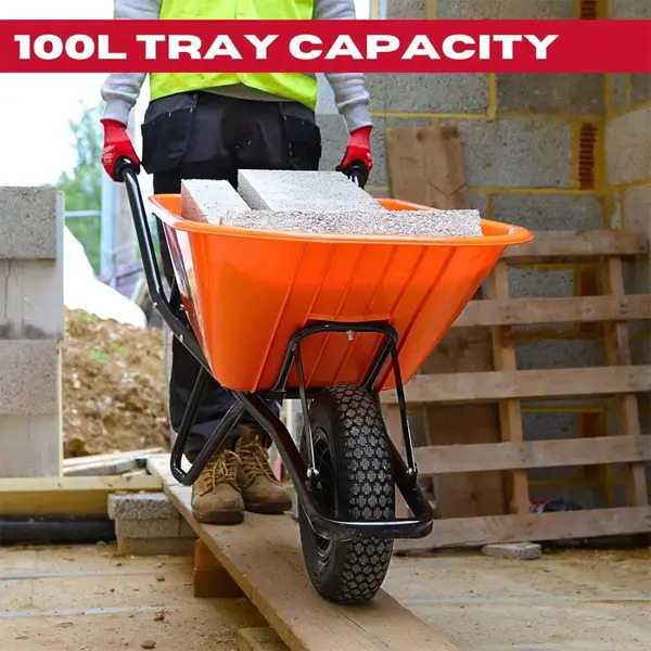 Excel 30372 Heavy Duty Wheelbarrow with 100L HDPE Tray