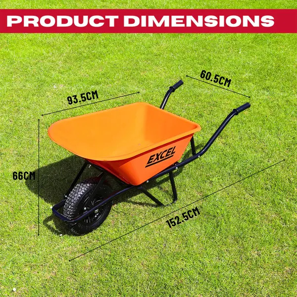 Excel 30372 Heavy Duty Wheelbarrow with 100L HDPE Tray