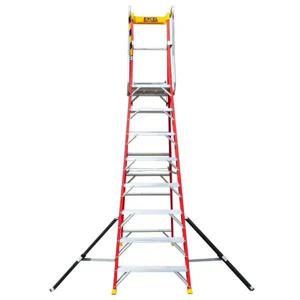 Excel 31135 Electricians Fibreglass Podium Step Ladder 8 Tread 3.18m EN131-7
