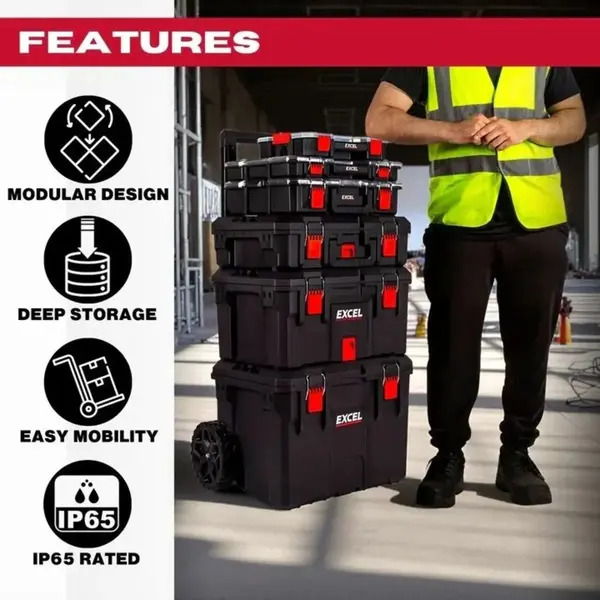 Excel 32121 Heavy Duty Modular Tool Box Set 6 Piece