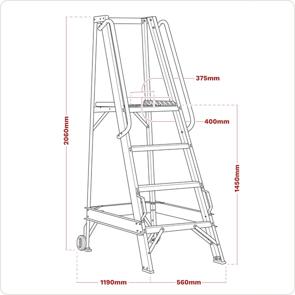 Sealey WS6 Warehouse Steps 6-Tread