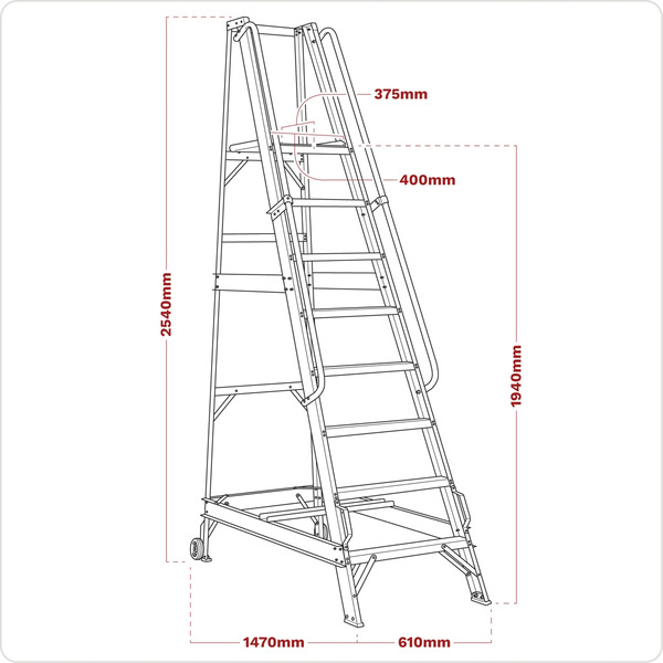Sealey WS8 Warehouse Steps 8-Tread