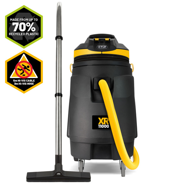 V-TUF XR11000 110V 110L 1600W High Performance Wet & Dry Industrial Vacuum Cleaner - Made from 70% Recycled Plastic
