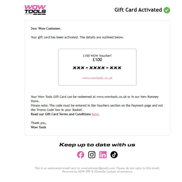 WOWVOUCHER Wow Tools Gift Card The Perfect Gift