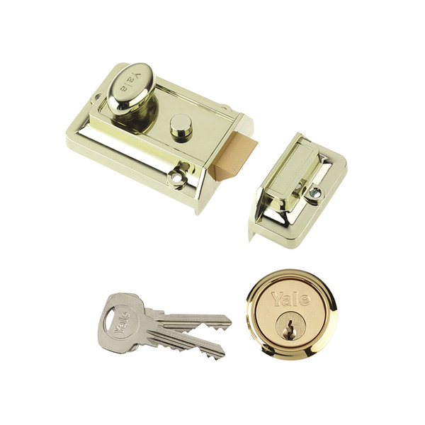 YAL77BLXPB Yale Locks P77 Traditional Nightlatch 60mm Backset Brasslux Finish Box