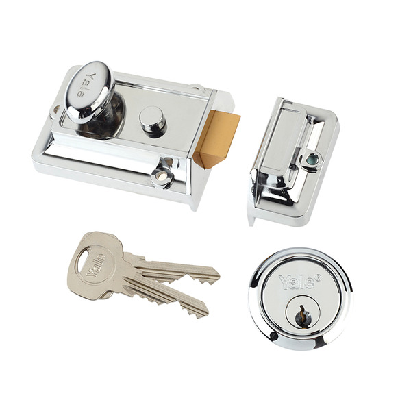 YAL77CH Yale Locks P77 Traditional Nightlatch 60mm Backset Chrome Finish Box