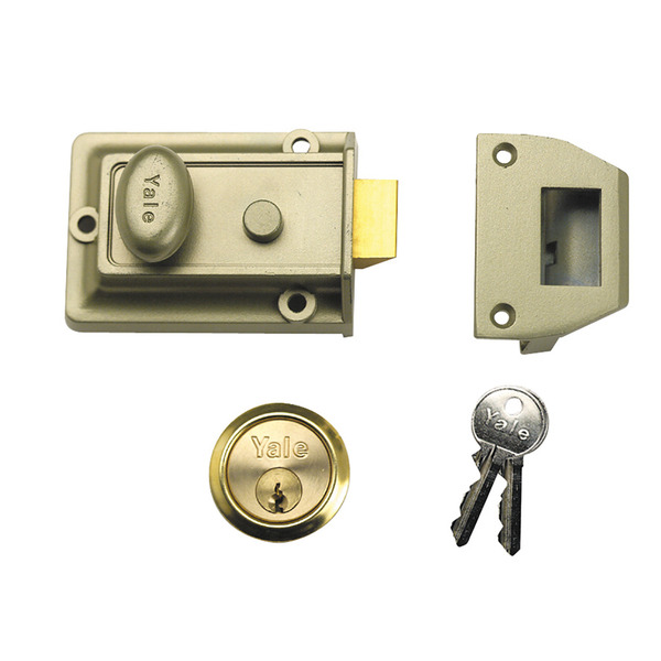 YAL77ENBPB Yale Locks P77 Traditional Nightlatch 60mm Backset Nickel Brass Finish Box