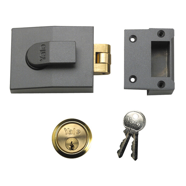 YAL81DMGPB Yale Locks 81 Rollerbolt Nightlatch 60mm Backset DMG Finish Box