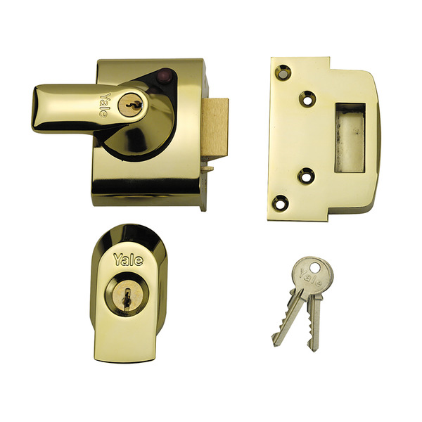 YALPBS2BLX Yale Locks BS2 Nightlatch British Standard Lock 40mm Backset Brasslux Finish Visi