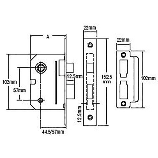 YALPM236CH25 Yale Locks PM236 Bathroom 2 Lever Sashlock Polished Chrome 67mm 2.5in