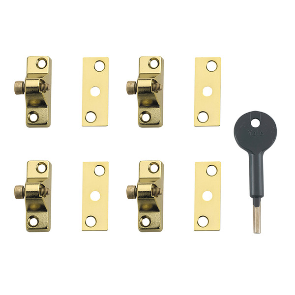 YALV8K1184EB Yale Locks 8K118 Economy Window Lock Electro Brass Finish Pack of 4 Visi