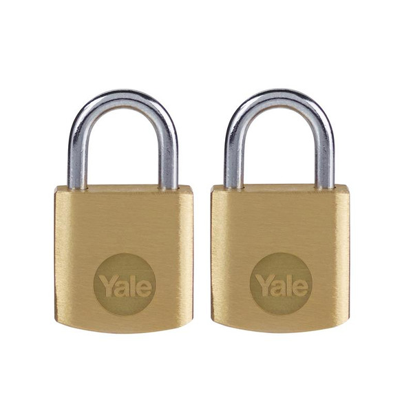 YALY110B202 Yale Locks Brass Padlock 20mm (2 Pack)
