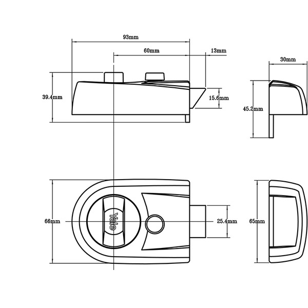 YALY3BLPB60 Yale Locks Y3 Nightlatch Modern 60mm Backset Black Finish Visi