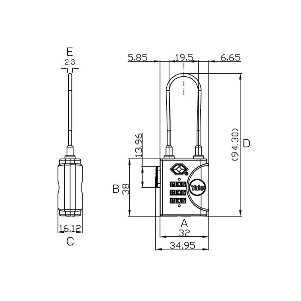 YALYTP332 Yale Locks TSA Soft Shackle Padlock 32mm