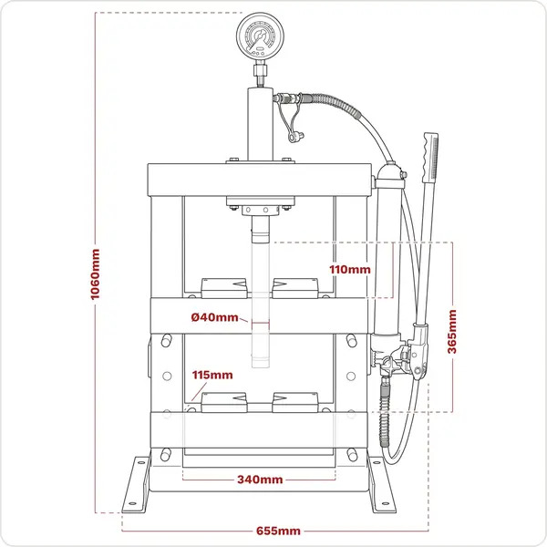 Sealey YK10B Hydraulic Press 10 Tonne Bench Type